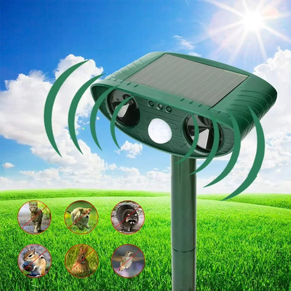 Solar-Powered Ultrasonic Animal Repellent for Gardens and Yards