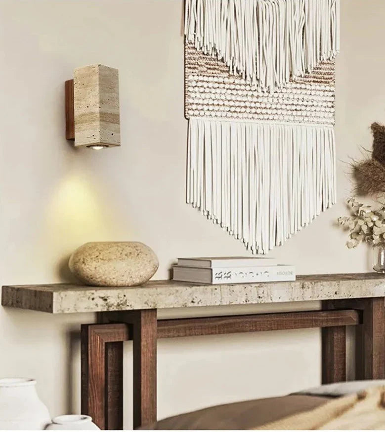 Modern Natural LED Wall Lamp made of Travertine