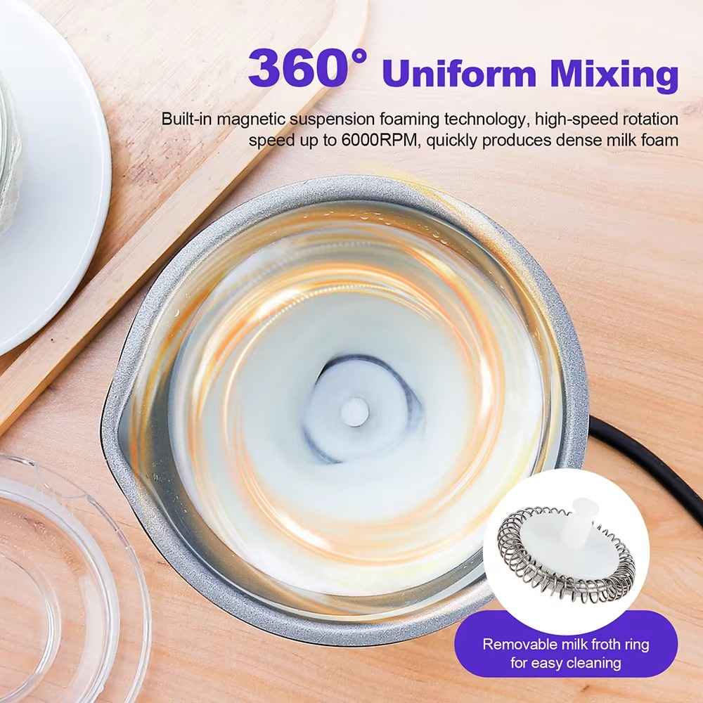 Versatile 4-in-1 Electric Milk Frother for Hot and Cold Beverages