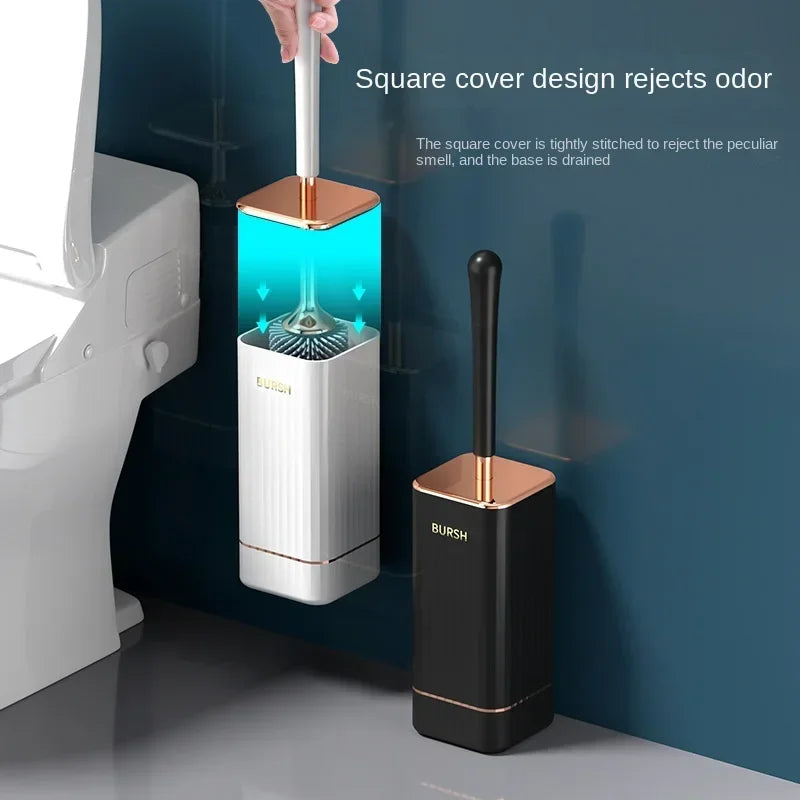 CleanFlex Toilet Brush Set | Wall-mounted without drilling | Deep cleaning with soft TPR bristles