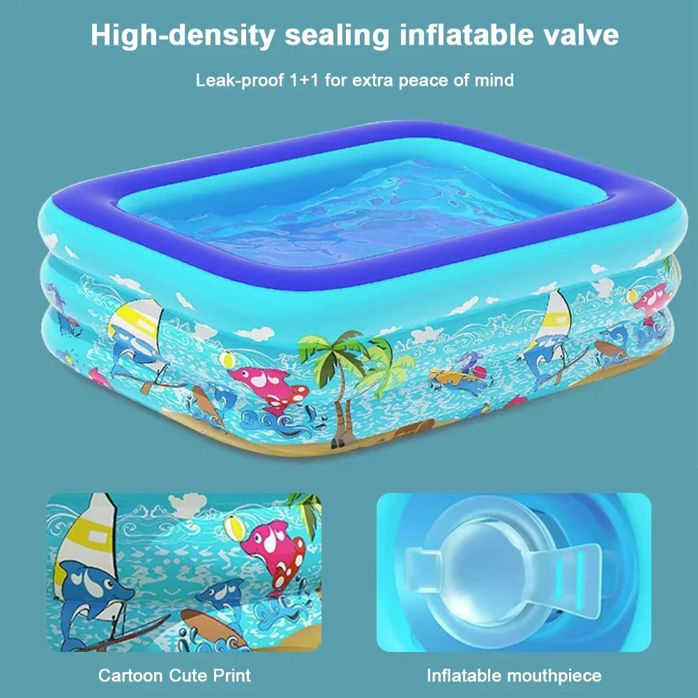 Luftolino Inflatable Children's Paddling Pool | 110–180 cm | Extra Thick PVC | Cartoon Design for Garden & Balcony