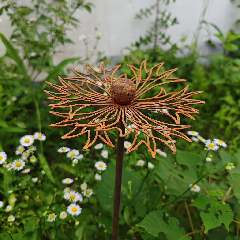 FLORUSTA Garden Stake Bluebonnet | Rust Look Metal | Rustic Garden Decor