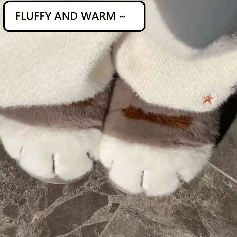 Miuvela | Cat Paw Slippers Women | Fluffy & Warm | Non-slip & Comfortable | Funny Cat Slippers for Home & Garden