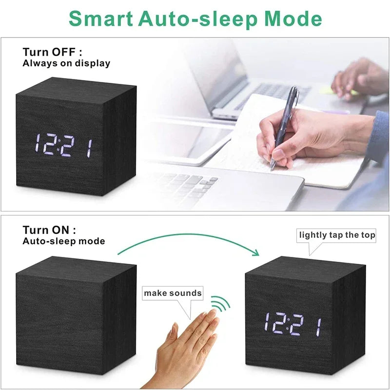Minimalist Wooden Digital Desktop Alarm Clock