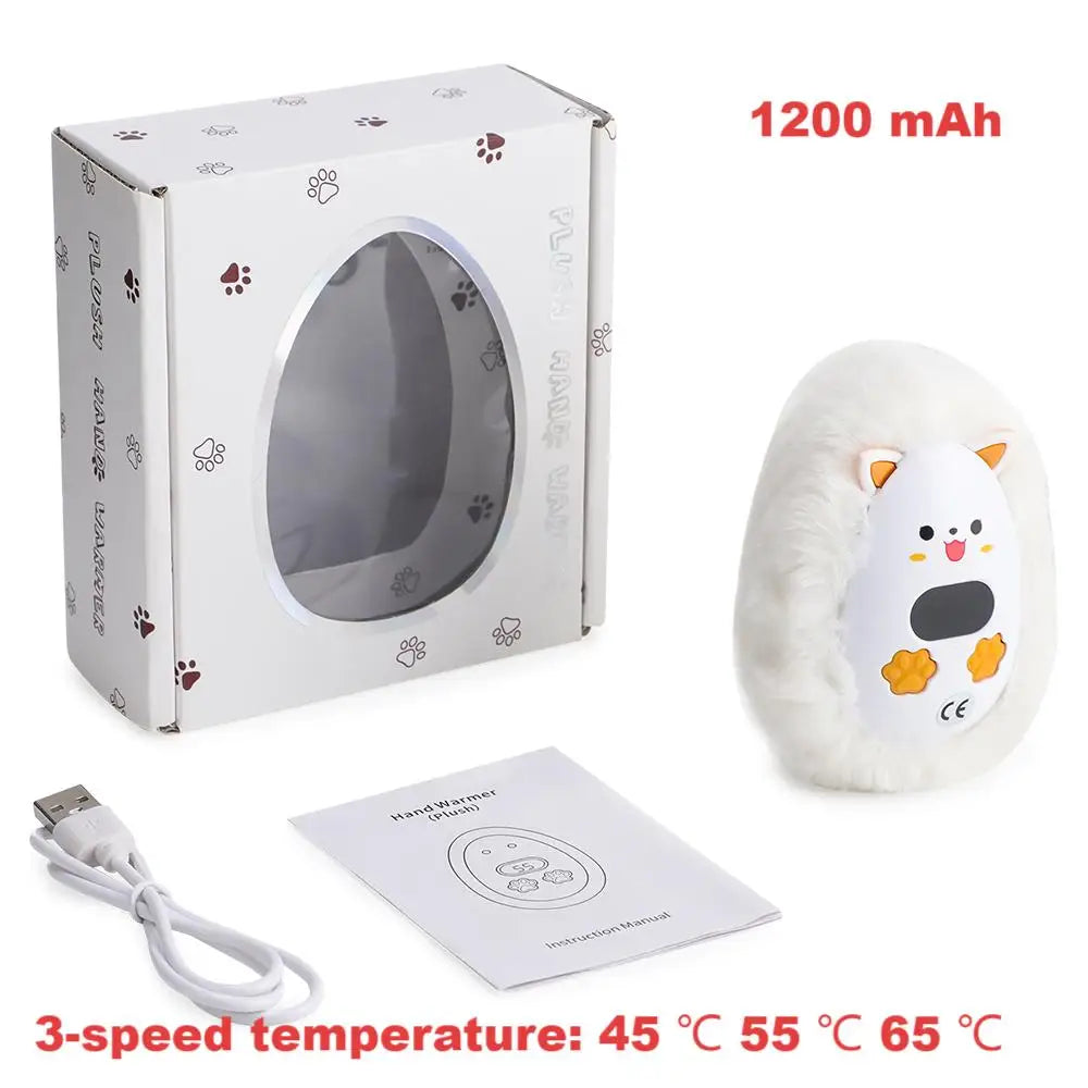 Furrio Electric Hand Warmer Fox | Rechargeable 1200 mAh | 3 Heat Levels & Digital Display | Plush Surface | USB Type-C | Portable for Winter & Office