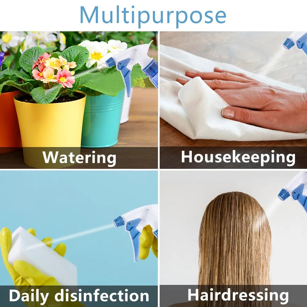 Adjustable spray bottle with ergonomic grip for easy handling and versatile use