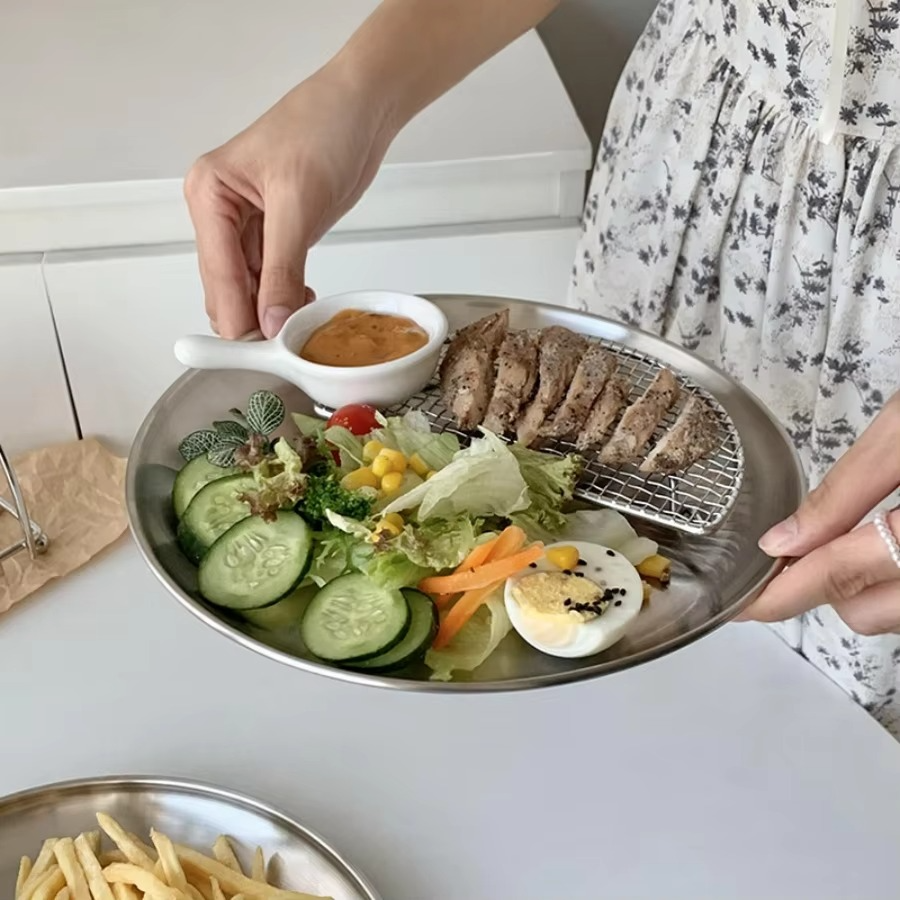 Stainless Steel Round Barbecue Dining Plate