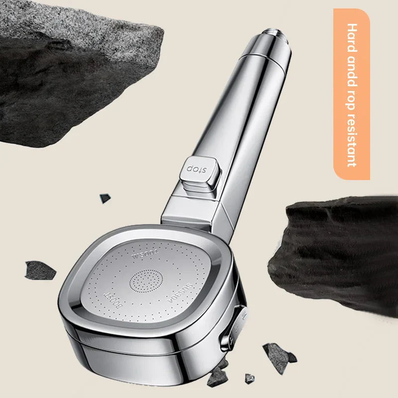 Jetiva Shower Head | 3 Spray Types | Pressure Boosting & Water Saving | Silver Design