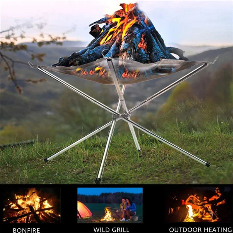 Pyroniq Outdoor Fire Pit | Foldable & Stable | Stainless Steel | For Camping & Garden