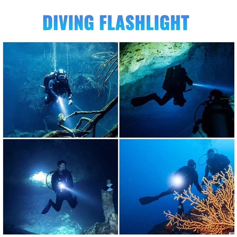 High Lumen Scuba Diving Flashlight 3000lm Waterproof Magnetic Ring Torch