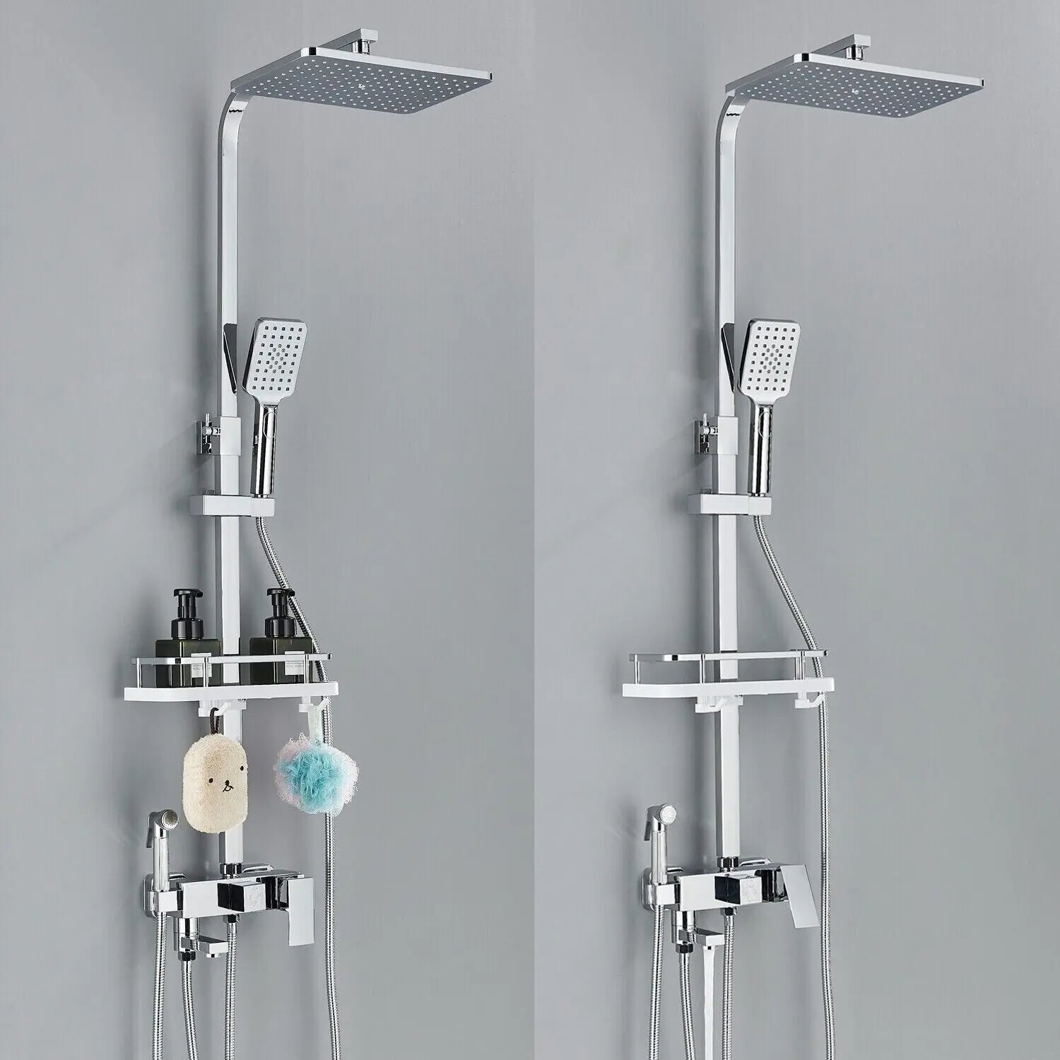 RainFlow Luxe Rain Shower Set – adjustable brass shower fixture with 4 functions