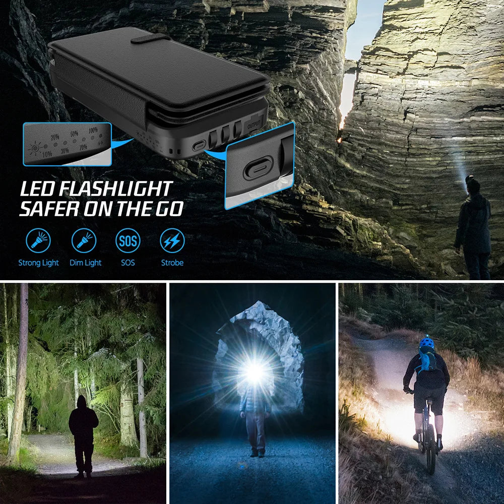 Solar Powerbank VoltCore X Pro 43800mAh | 20W Fast Charging | 10W Wireless Charging | Integrated Cables & LED Lamp | Outdoor & Travel