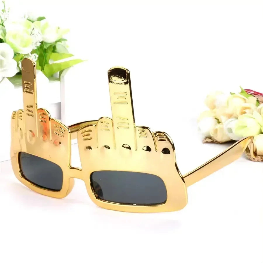Bold Gold Middle Finger Party Sunglasses
