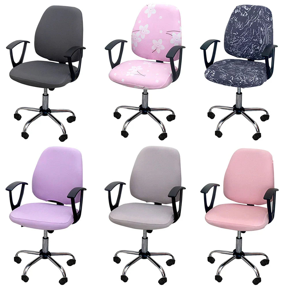 2-piece Split Office Rose Chair Covers