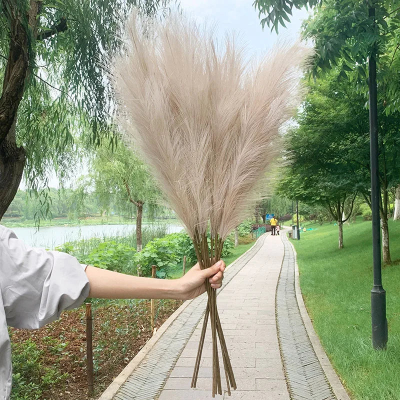 5 pieces 100 cm Artificial Pampas Grass Dried Flower Bouquet Wedding Party Decoration Home Room DIY Artificial Plants Decoration Supplies