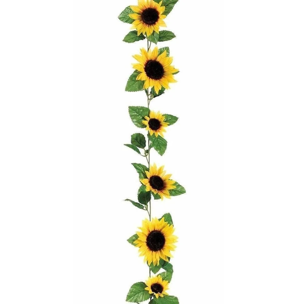Floraviva SunVine Sunflower Garland Artificial | 2.6 m Length | 12 Flowers Ø 8 cm | For Wedding, Balcony & DIY Decor
