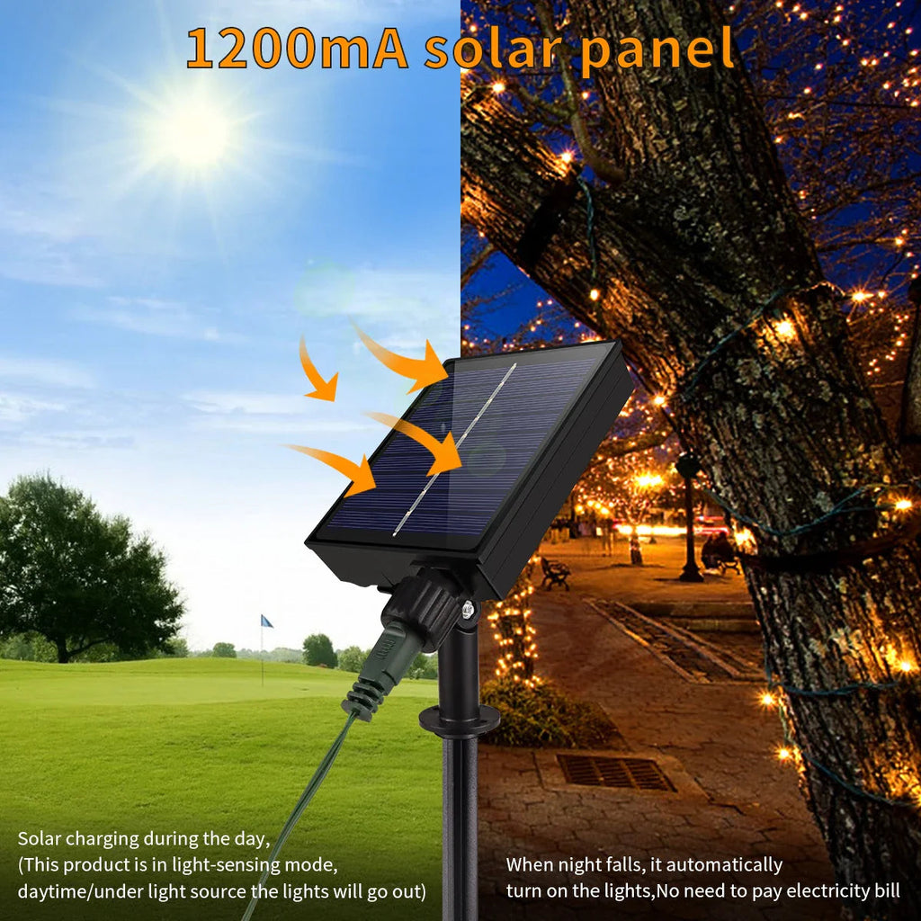 Solar String Lights 100M LumiSol ProLine | 8 Modes | IP65 Waterproof | Extra Bright LEDs | Remote Control & Fast Charging | For Garden, Wedding & Christmas