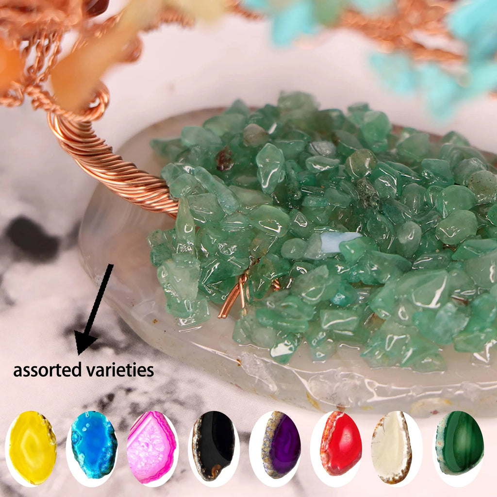 Crystal Tree AuroraTree | Natural Gemstones | Agate Base & Copper Wire | Feng Shui Lucky Tree 10 cm