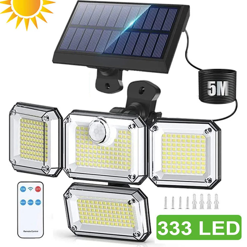 Solora GuardLight Solar Outdoor Lamp with Motion Sensor 2000 LM | 333 LED, IP65, 270° Beam Angle
