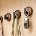 Self-adhesive wooden wall hooks Nordiva WoodCircle | Walnut wood | Decorative hook for keys, towels & clothing | Bathroom, kitchen & hallway