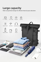 Expandable outdoor backpack with large volume & laptop compartment