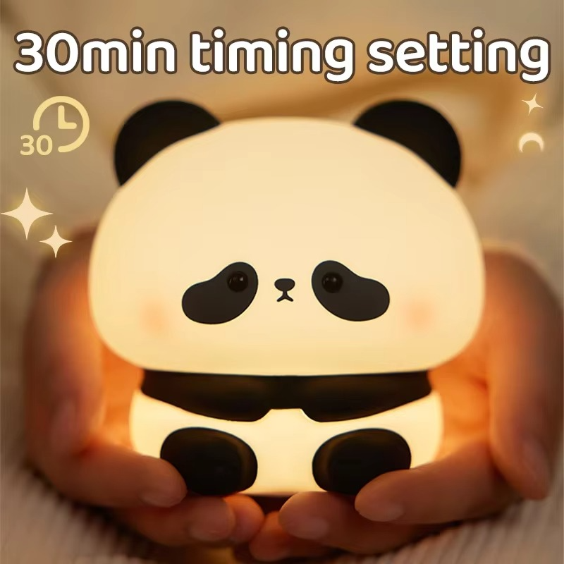 Panda Touch-Activated Silicone LED Nightlight – USB Rechargeable, Syncable Soft Glow Lamp