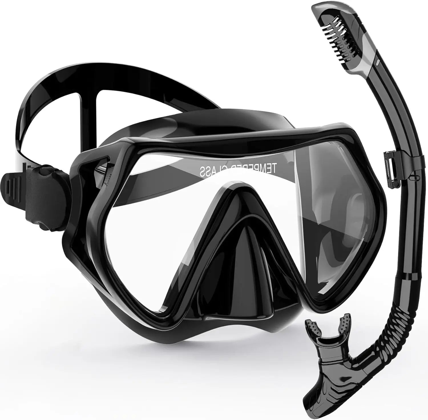 AquaVision Snorkel Mask Set for Adults | Anti-Fog & Impact Resistant | Silicone Edge & Dry Snorkel | 180° Field of View