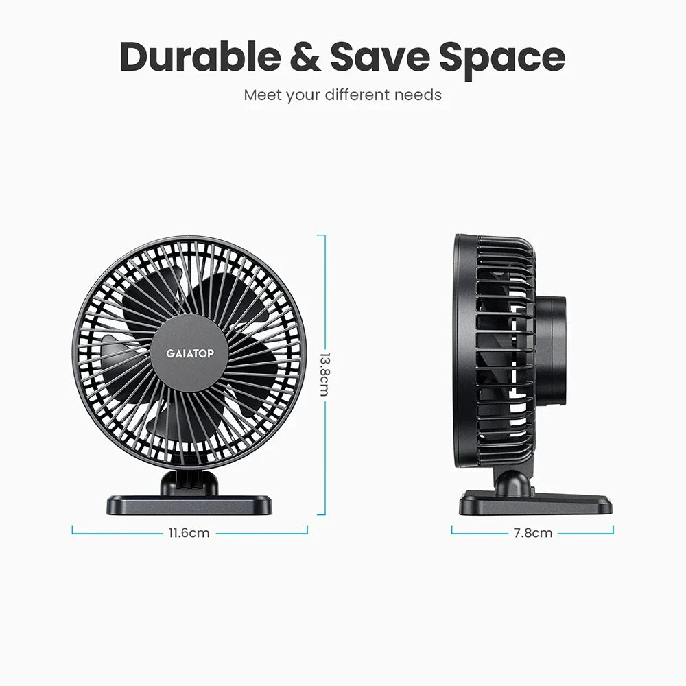 BreezePro Lunara | USB Mini Fan | 3 Speed Levels | Compact & Quiet | For Home & Travel