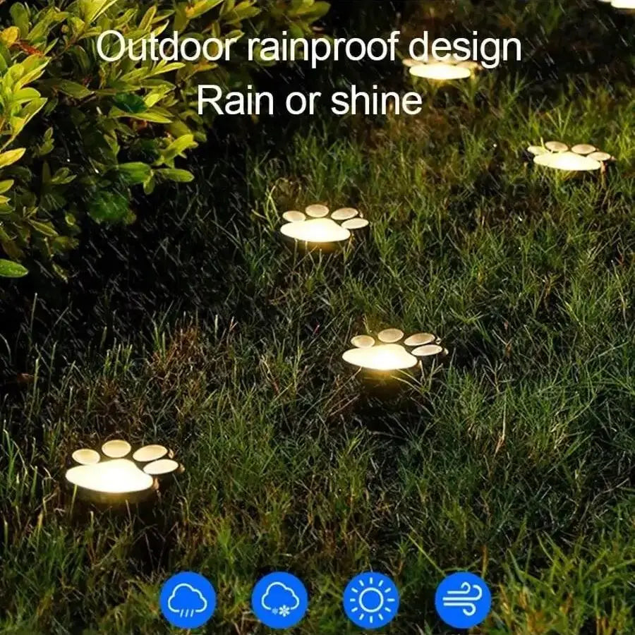 Solar lamp in paw print design – LED garden lighting in multicolor for outdoor use