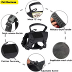 Adjustable Tactical Pet Harness with Control Handle for Cats and Large Dogs