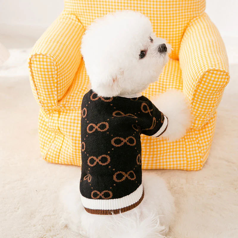 Dog cardigan made of knit warm and striped