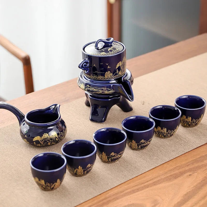 Royal Golden Porcelain Dragon Flow Tea Set