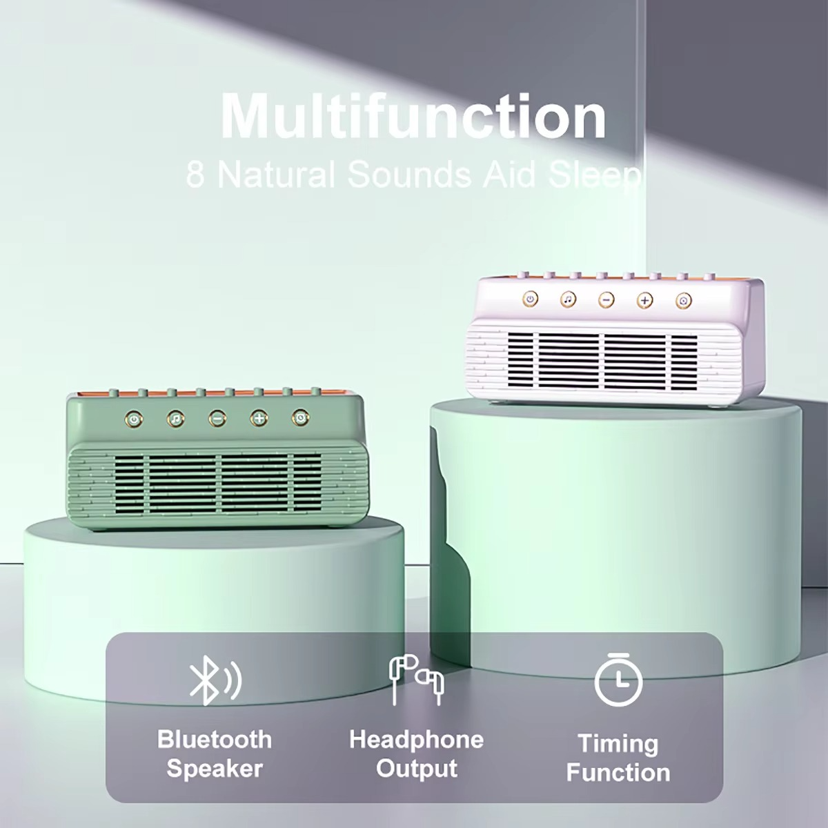 Portable White Noise Bluetooth Speaker with Nature Sounds and Sleep Timer