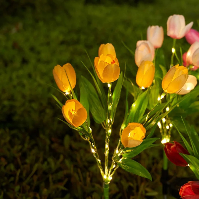 GlowPetal Solar tulip | Decorative light for garden & balcony | LED light & weatherproof | Tulip shape with solar panel