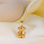 Cute Bear Pendant Necklace and Earring Set for Women – Waterproof Stainless Steel Jewelry Gift