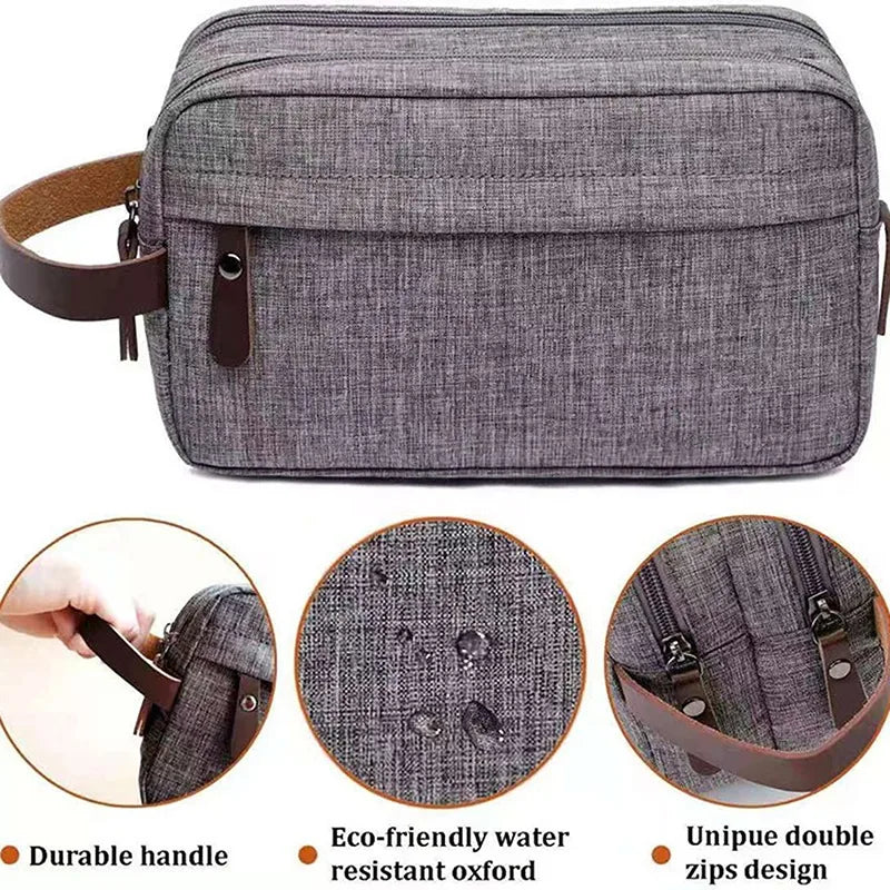 Traveluxe Culture & Cosmetic Bag | Water Repellent | Premium Leather Handle