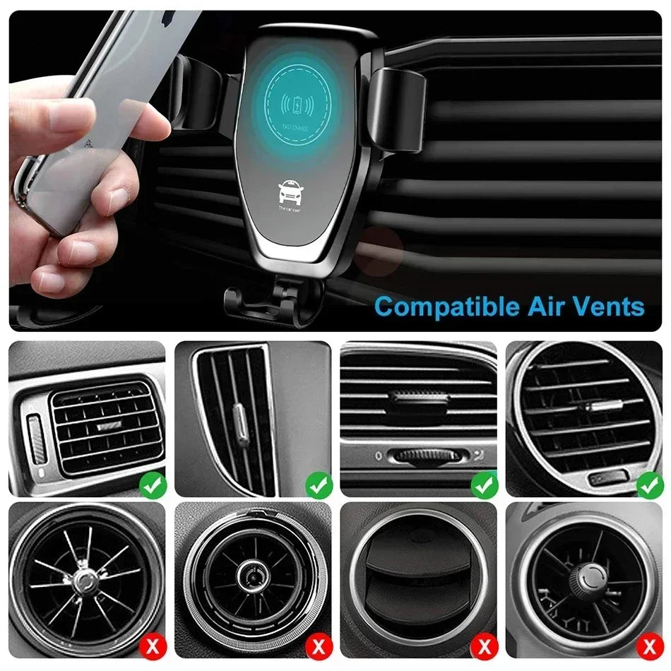 Voltano Auto Phone Holder | Wireless & Fast Charging | Automatically Locking | For Air Vent