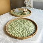 Lotus Leaf Rattan & Shell Fruit Bowl Tray
