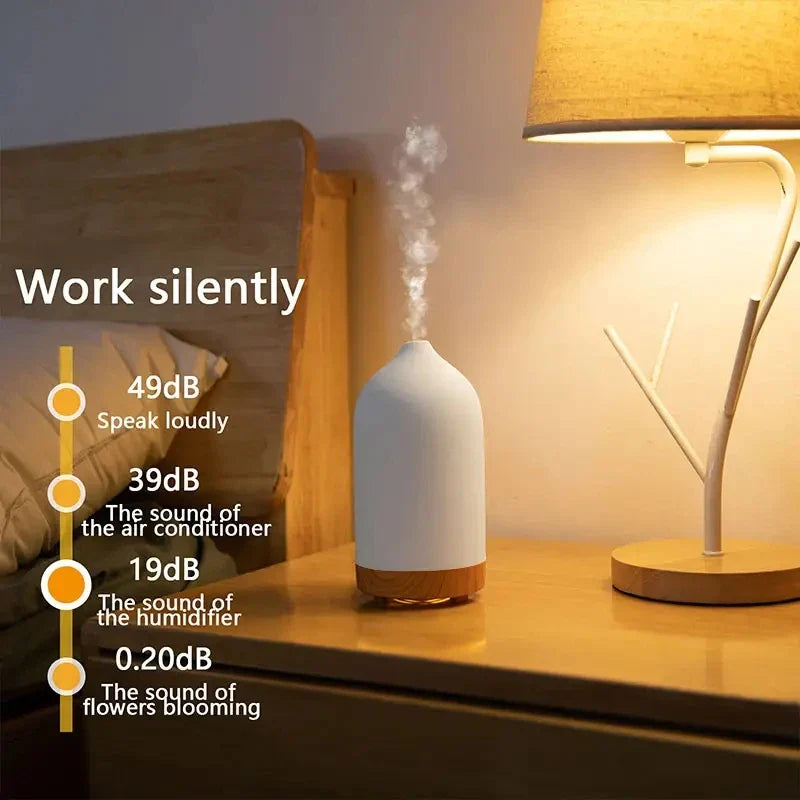 Aromisca Ceramic Aroma Diffuser | 100 ml Ultrasonic Air Humidifier | 7 LED Colors & Timer | Handcrafted Design