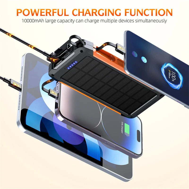 Voltaris MagCharge Solar Powerbank 10000mAh | Magnetic Wireless Charging | 22.5W Fast Charging Function | With Cable & Flashlight | For iPhone, Samsung & Co.