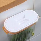 Trash Bag Holder Cleanuvo ClipBin | With Lid & Ring Holder | For Hanging on Cabinet Doors | Reusable & Washable