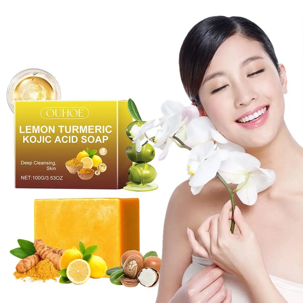 Lemon-Turmeric-Kojic Acid Soap Natural Brightening Face Skin Care