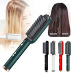 Hair Straightening Brush UK – 2-in-1 Thermal Comb Straightener & Curler with Adjustable Heat & Tourmaline Technology