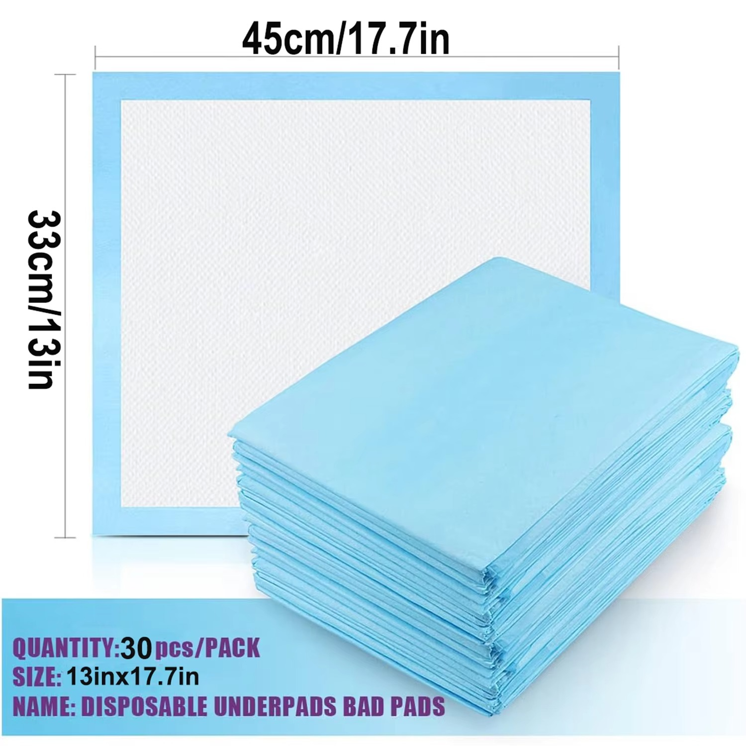 30-Pack Super Absorbent Disposable Urine Pads for Pets and Elderly Care, 13 x 18 Inches