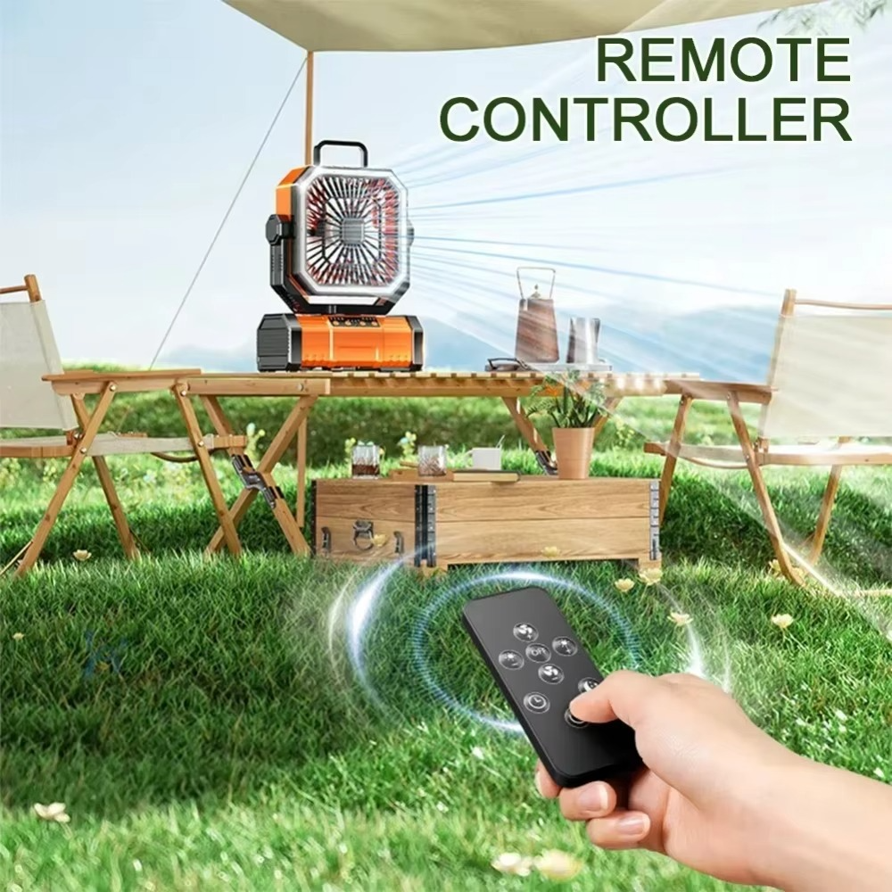 Rechargeable Camping Fan with 20000mAh Battery, 4 Speeds and LED Lantern