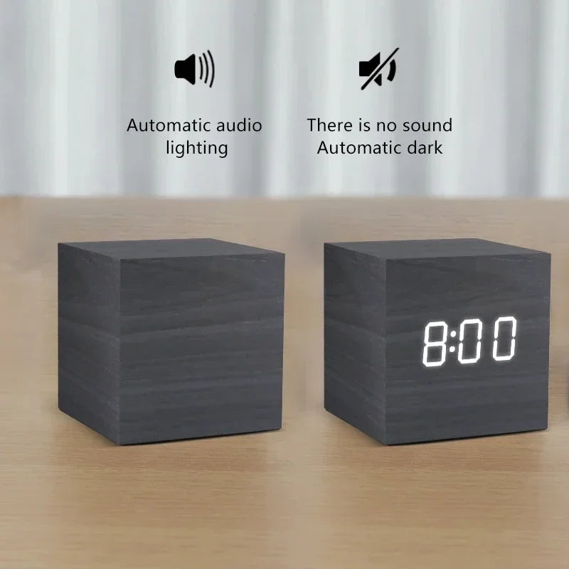 Minimalist Wooden Digital Desktop Alarm Clock