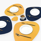 Reversible Waterproof Faux Leather Dining Table Placemat Set