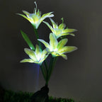 Solar LED flower lights in lily shape – Color-changing garden lights with stake for outdoor areas