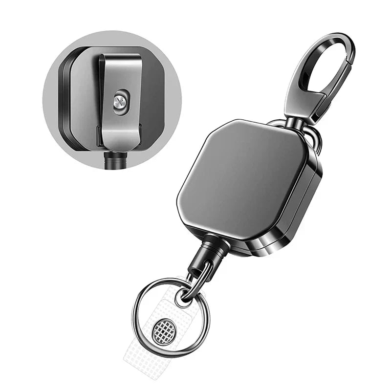Metal Retractable Carabiner Keychain with Steel Cord – Safety Reel 71.8 cm