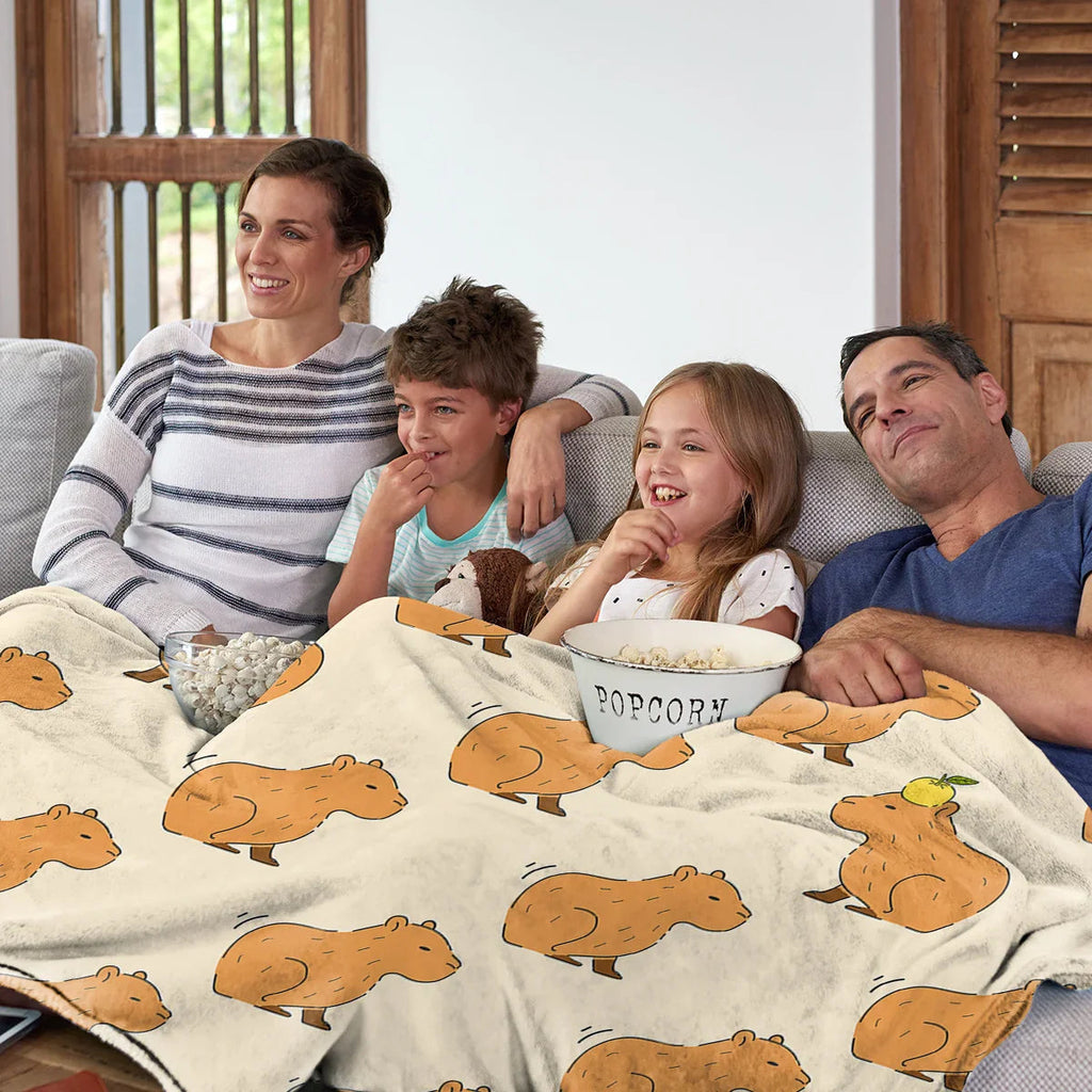 CapyLoom Cozy Blanket | Fluffy Capybara Cozy Blanket | Soft Flannel Fleece Throw Blanket | Sofa & Bed Cover in 3 Sizes